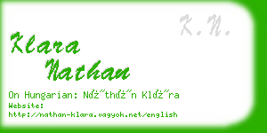 klara nathan business card